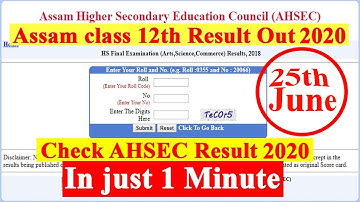 Assam HS Result Out 2020 - How to see AHSEC class 12 Result step by step 2020 - Assam HS result date