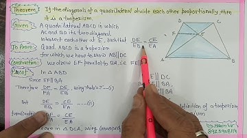 If the diagonals of a quadrilateral divide each other proportionally then it is a trapezium class 10