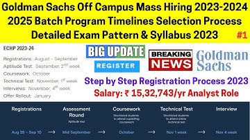 Goldman Sachs OFF Campus Hiring 2023-24 | 2025 Batch Program Timelines Selection Process Preparation