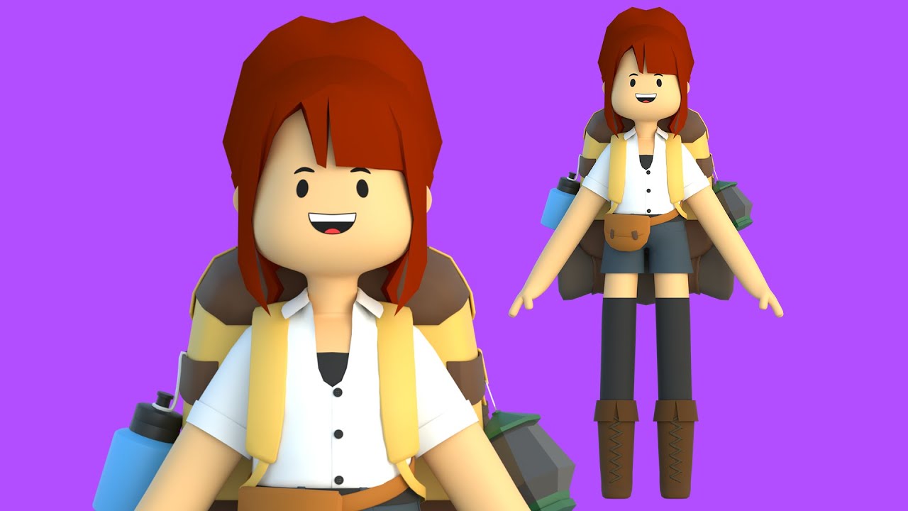 Minimal Cartoon Female Character 3D Model Turntable