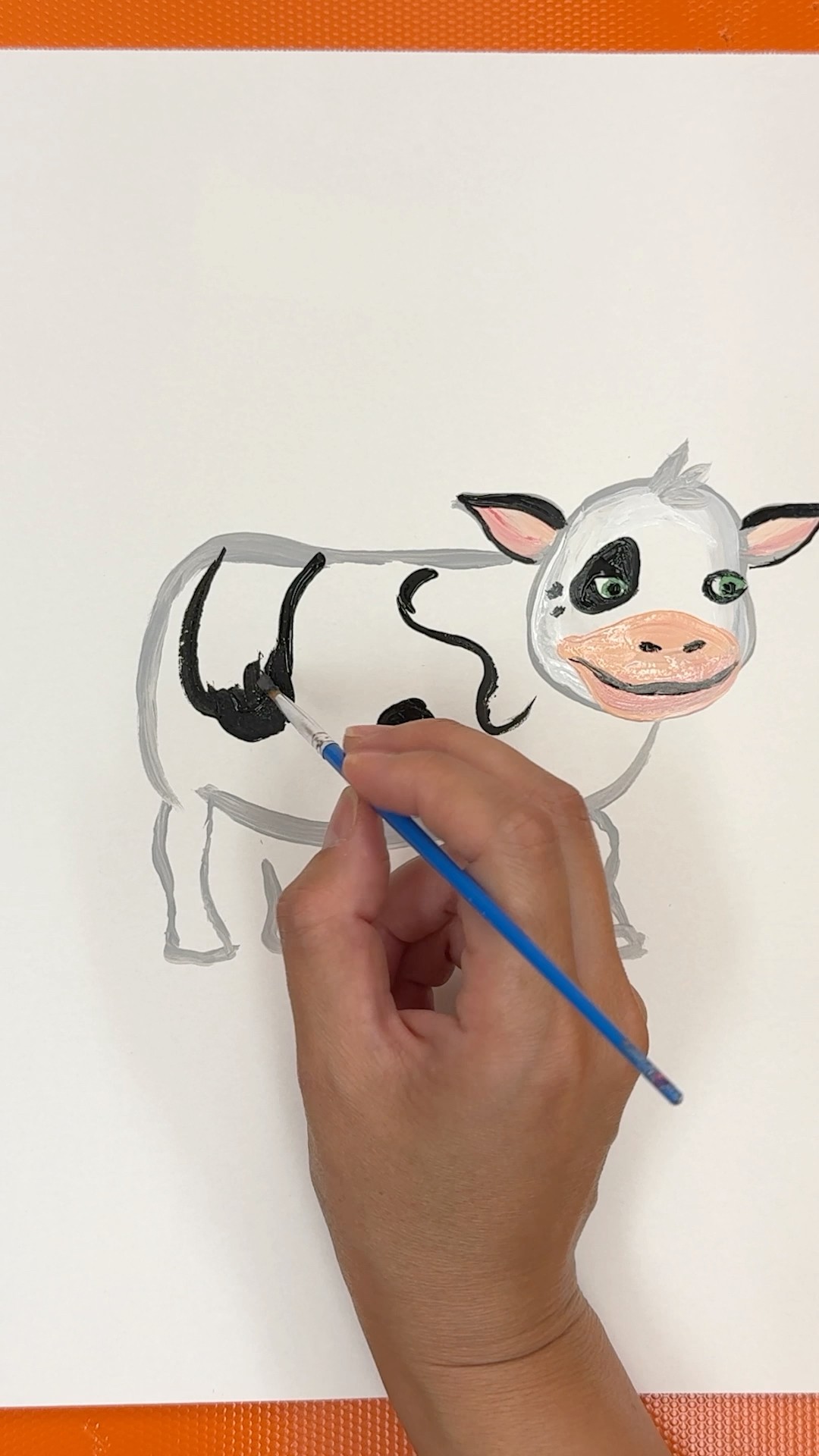 EASY Step-by-step painting of La Vaca Lola!  ? Messy with paint #paint #nurseryrhymes #babyjohn