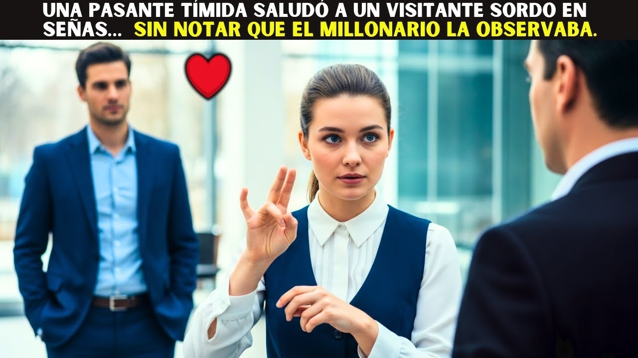 Una pasante tímida saludó a un visitante sordo en señas… sin notar que el Millonario la observaba.