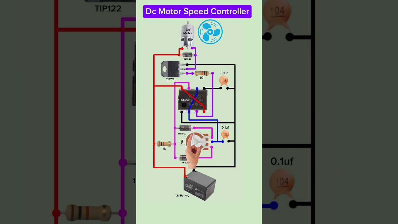 DC Motor Speed Controller Circuit PWM Using 555 Ic Shorts Tech