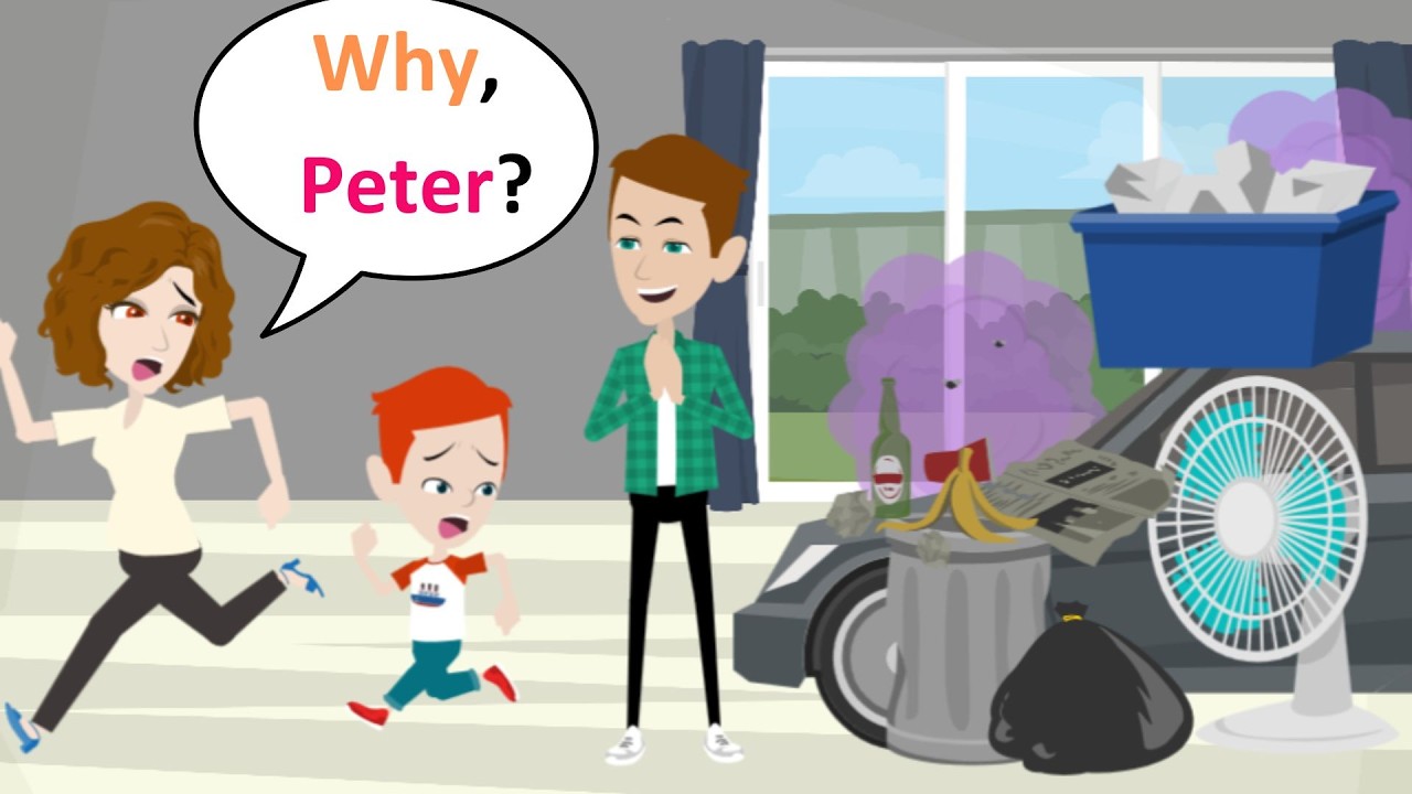 Please don't bring the trash home, Lucas's father - Animated English Funny Story - Lucas English