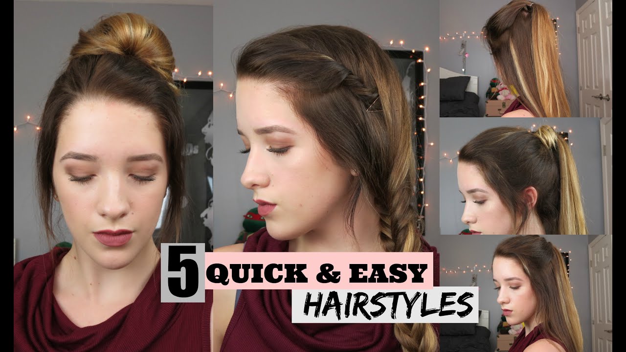 5 QUICK + EASY HAIRSTYLES FOR SCHOOL! - YouTube