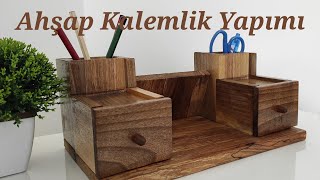 Ahşap Kalemlik Wooden Pen Holder