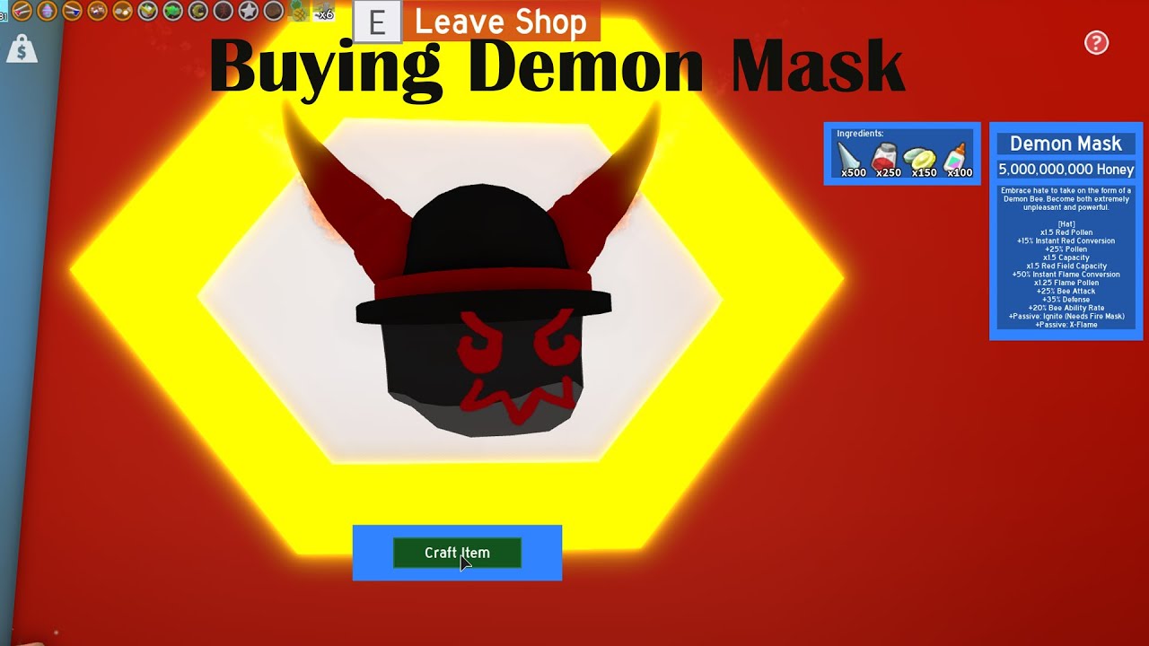 BUYING DEMON MASK Bee Swarm Simulator YouTube