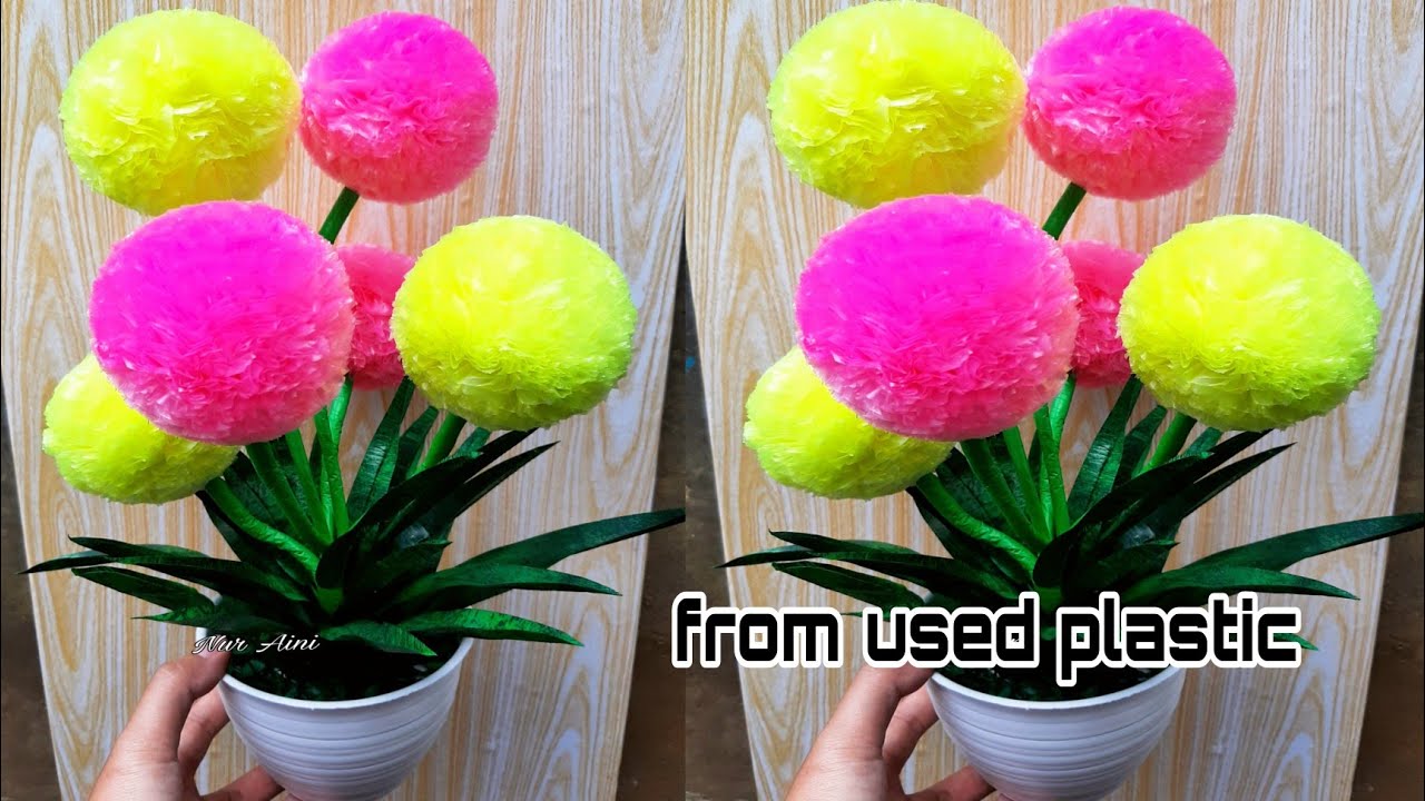 Cara membuat bunga Pom Pom dari plastik kresek