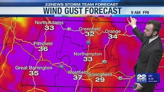 Wind gusts up to 50MPH in Massachusetts Friday
