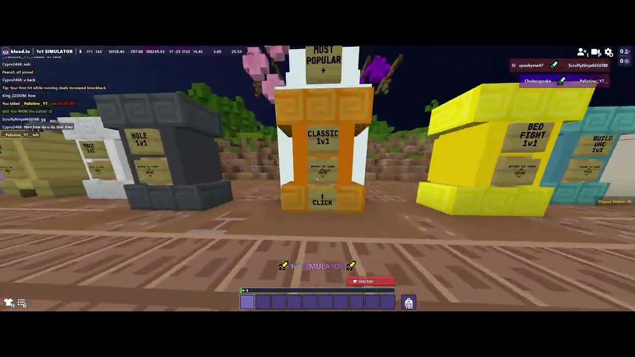 Playing 1v1 Simulator in Bloxd.io