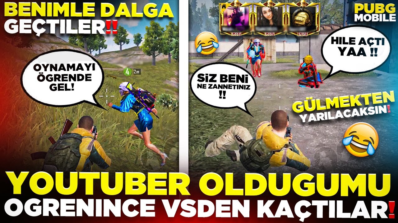 DALGA GEÇEN KIZLARI VS'DE YENDiM!🤣YOUTUBER OLDUĞUMU ÖĞRENİNCE KAÇTILAR! 😂| PUBG MOBILE