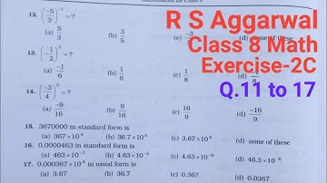 Rs Aggarwal | Class 8 Math - Chapter 2 Exponents | Exercise 2C, Ques. 11 to 17 | Cbse
