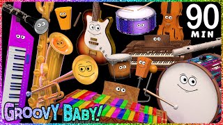 90 Minutes of Baby Sensory Music Videos! – Groovy Baby Compilation – 12 Music Styles