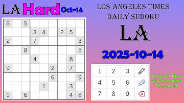 Los Angeles Times Daily Sudoku 2025-10-14 Hard