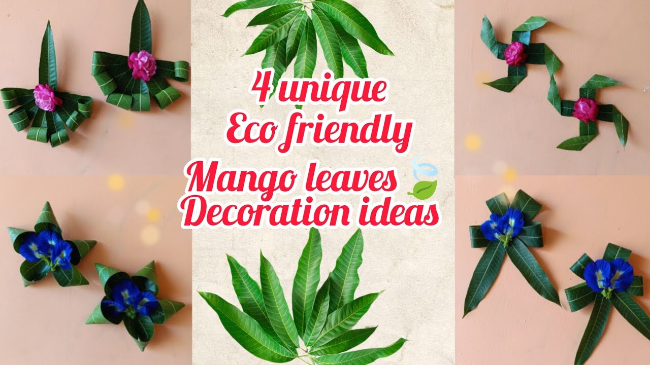 Mango leaf decoration ideas for pooja | thoranam decoration idea | Mango leaf background Decoration