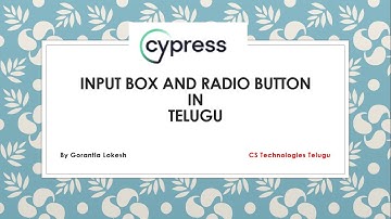 Cypress Beginner Part 9: Input box(Textbox) and Radio Button in Cypress | Telugu