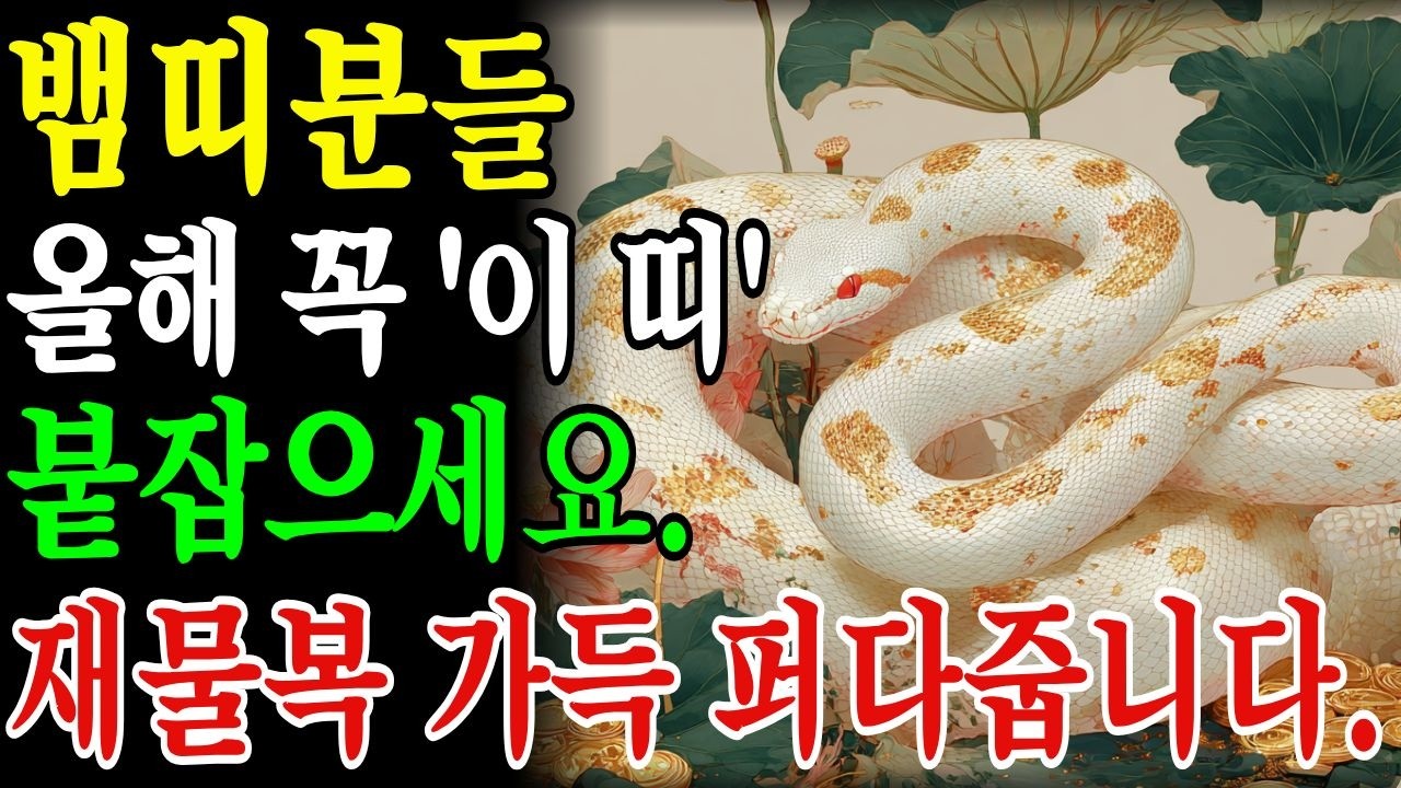 2026년 뱀띠 꼭!! '이 띠' 붙잡으세요. 올해 재물복 가득 퍼다줍니다. 뱀띠 귀인띠 확인하세요. 부자풍수ㅣ12띠ㅣ귀인운