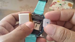 JENDIO Cómo poner el chip en los Q19 con el chip en la parte posterior - Smart Watch para niños