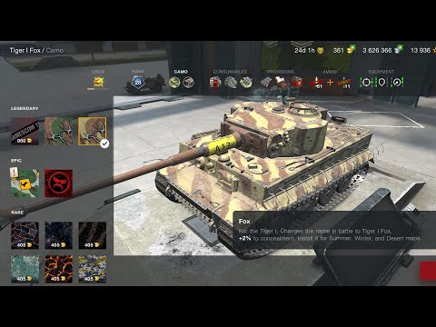 Tiger I Fox Camo WOTB(Unlock it for FREE by getting 4 Mastery:Ace Tanker EVENT ENDED)
