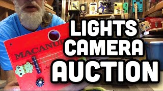 EBAY AUCTION - Cigar Box Guitar and lots of CBG GOODIES ... Lights, Camera, AUCTION!!
