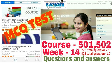 Swayam MCQ Test Week - 14/Course - 501, 502  I O.S News