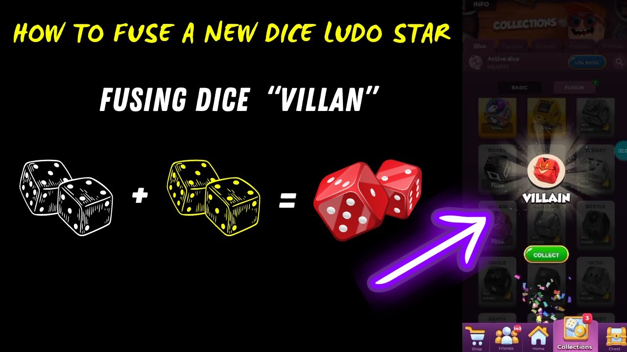 How To Fuse a dice In Ludo Star Unlocking new Dice "Villain" 😈 Dice