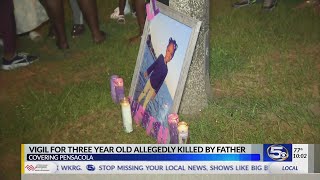 Vigil for 3-year-old killed by her father