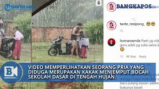 Viral Video Momen Kakak Jemput Adik Meski Hujan