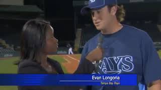Evan Longoria catch saves reporters LIFE! Must see!