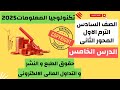 تكنولوجيا المعلومات الصف السادس 2025 المحور الثانى الدرس الخامس حقوق الطبع و التداول ترم 1 