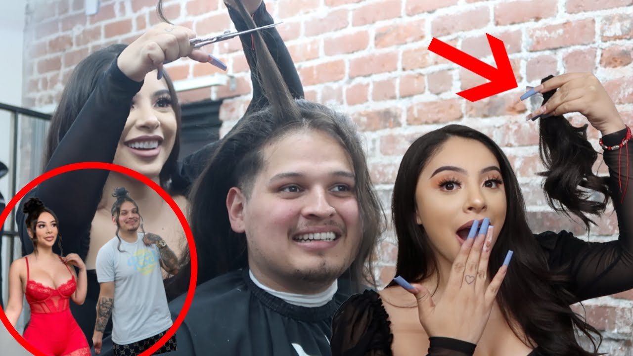 BOYFRIEND RECREATES MY PICTURES + HE CUT ALL HIS HAIR OFF! (NOT CLICKBAIT) 😱