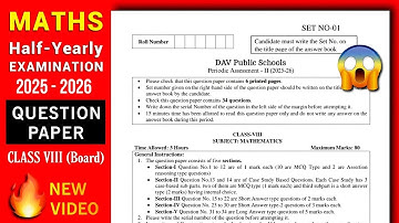 💯Math Half Yearly Board Exam Question Paper 2024-25 | Dav Class 8 Maths | Periodic Assessment - II