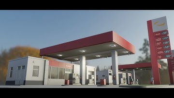 Low-Poly Gas Station Type 1 (Remastered) - Blender-2.9