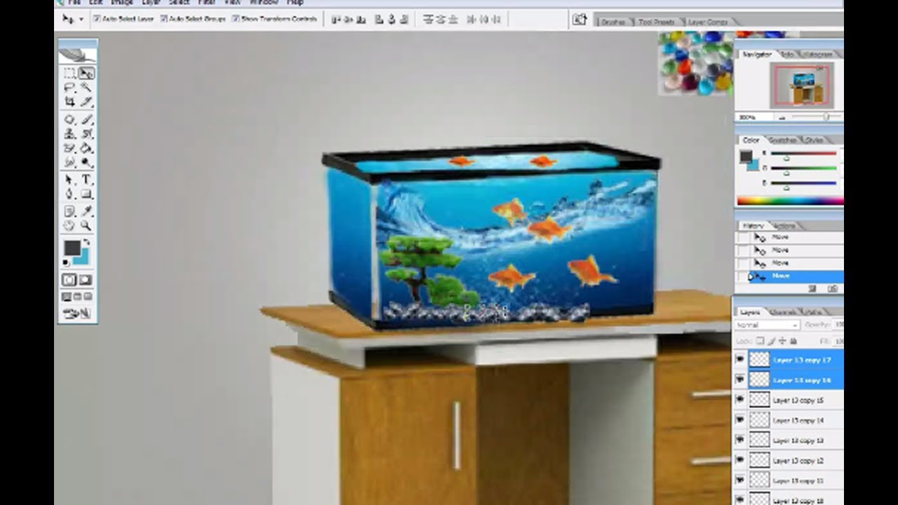 Photoshop tutorial !! How to make Fish equarium in Photoshop!! - YouTube