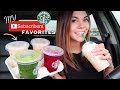 Trying my SUBSCRIBERS favorite STARBUCKS drinks! | Steph Pappas