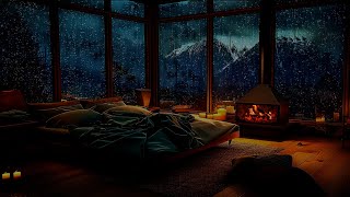 Enjoy a Heavy Thunderstorm in a Cozy Corner with Rain and Crackling Fireplace