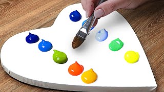 Easy Acrylic Painting Ideas on Heart Canvas RELAXING ASMR Painting