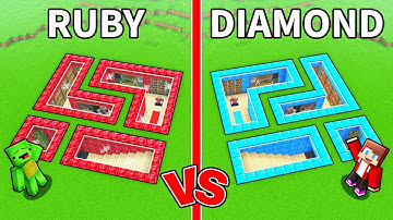Mikey RUBY vs JJ DIAMOND Underground House Battle in Minecraft (Maizen)