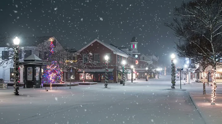 1 Minute Snowfall in Mashpee Commons | Peaceful Winter Night Sample Video