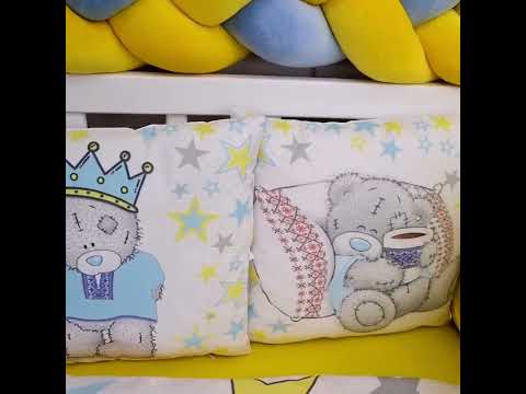 Комплект постільної білизни з ковдрою та бортиками на 4 боки у ліжко 120х60см- Тедді у вишиванці - для дівчинки, видео 1