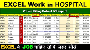 Excel Work in Hospital | Data entry in Excel | MS Excel by Rahul Chaudhary
