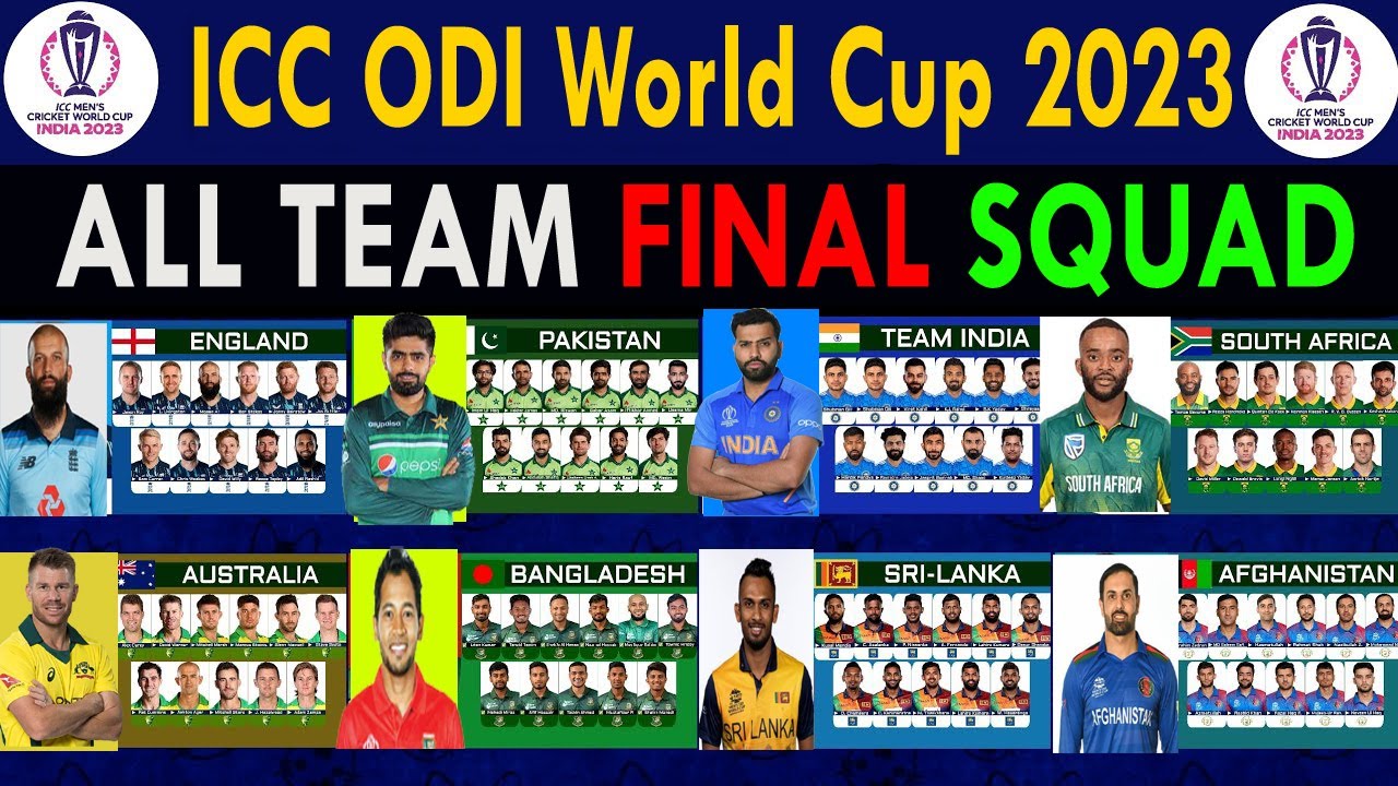 ICC World Cup 2023 - All Teams Squad | All Teams Squad ICC ODI Cricket ...