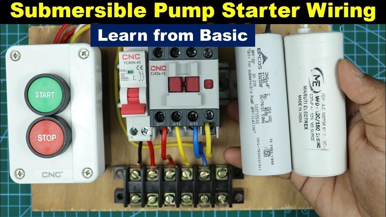 Wiring of Single Phase Submersible Pump Starter by using Two Capacitor
