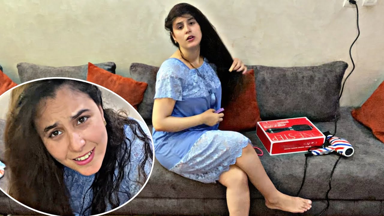 طريقتي في تصفيف شعري 💇‍♀️بي البيت 💇‍♀️طريقة سهلة دائما انشف بيها 💈