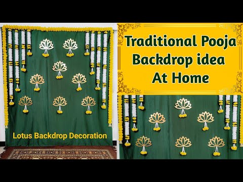 DIY Traditional Lotus backdrop decoration at home || Pooja Background Decoration ideas at home.