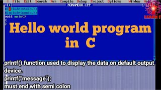 Hello world program in C//programming in c using turbo //C programming//learn IT 9M