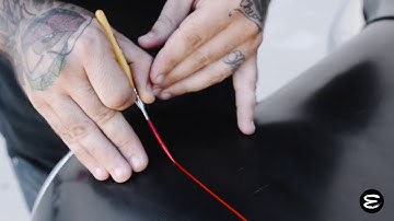 Necksbreaker pinstriping at Escoda brushes factory