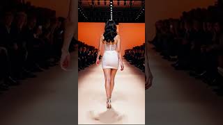 White Slip Mini Dress Back View Runway | AI Fashion Model Lookbook | Atelier Next #shorts