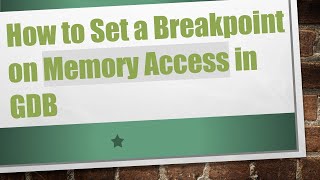 How to Set a Breakpoint on Memory Access in GDB