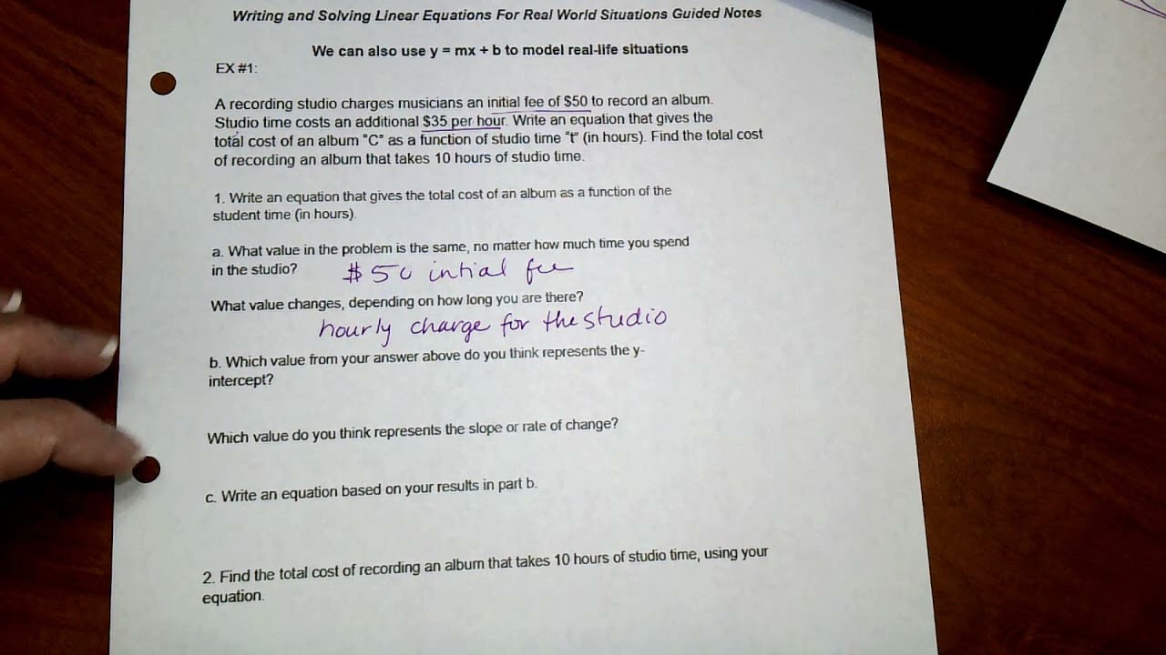 Writing Linear Equations Real World Problems YouTube Writing Linear Equations Real World Problems YouTube